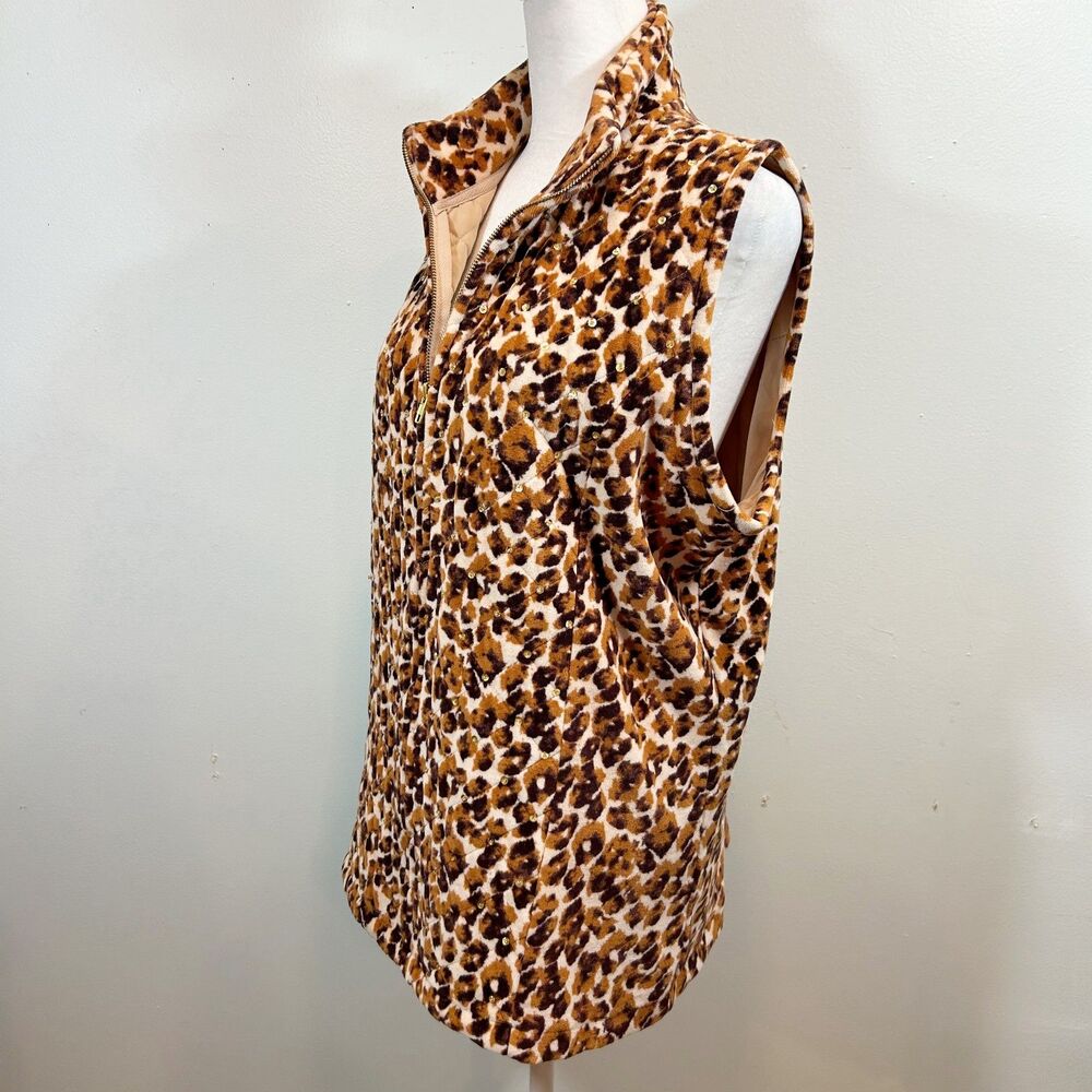 Quacker Factory Brown Leopard Print Quilted Sequi… - image 7
